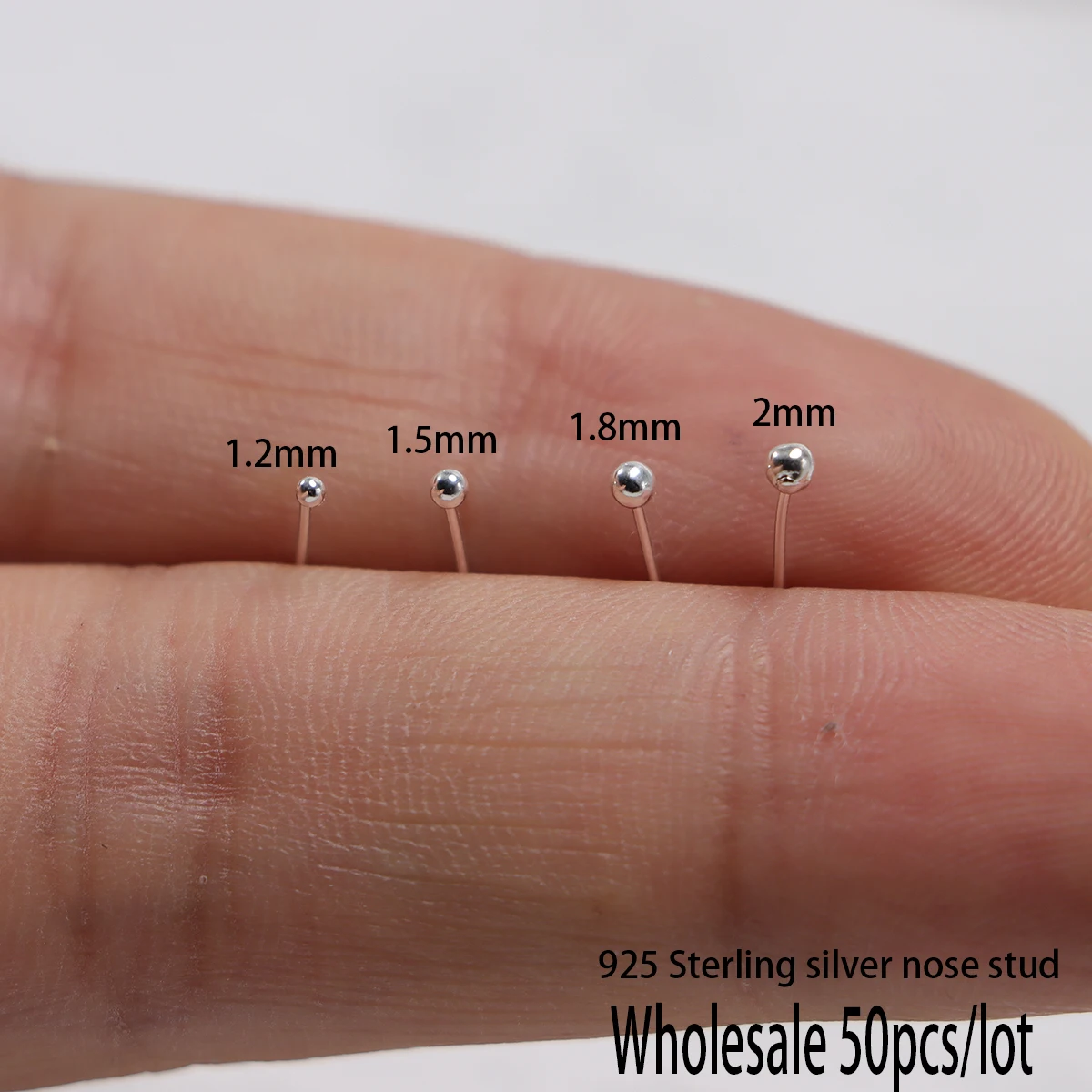 50pcs Tiny Ball Nose Stud Wire 0.5mm Pin Piercings 1.2mm 1.5mm 1.8mm 2mm 2.5mm nariz Piercing 925 Sterling Silver jewelry