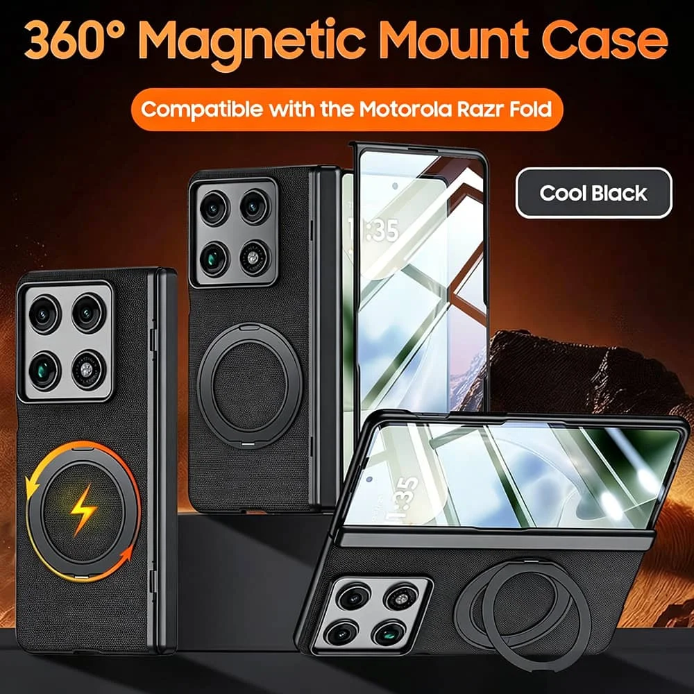 

WEFOR for Motorola Razr Fold Case, [Hinge Protection][Magnetic Ring Adjustable Stand][Built-in Screen Protector] Rugged Case