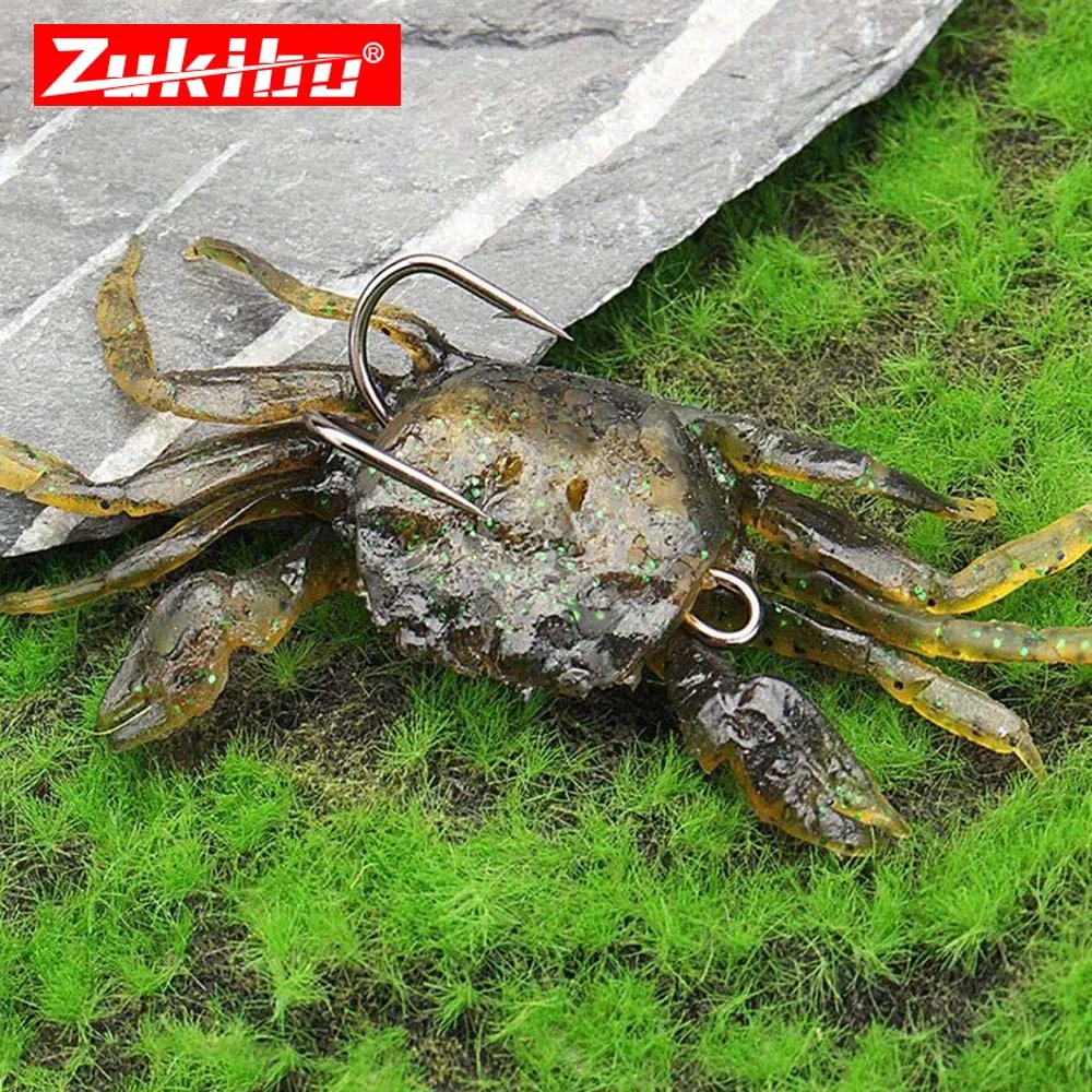 

ZUKIBO New Artificial Crab Lure Bait 3D Simulation Fishing Lures Soft Fish Bait with Sharp Hooks 8cm 35g Fishing Tool Pesca