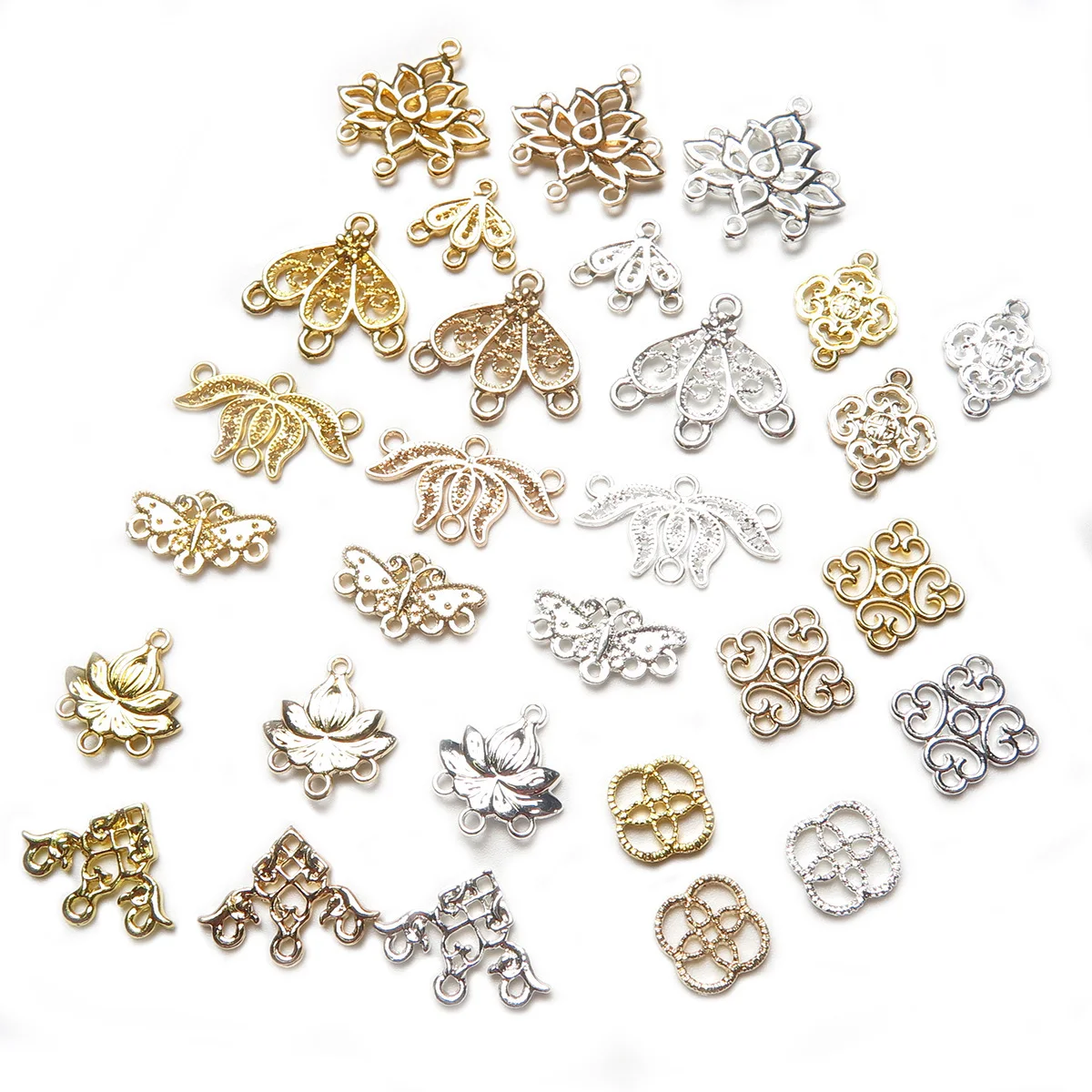 

10pcs Plated Gold/Silver/KC Gold Color Metal Bails Pendants Beads Connectors For DIY Earrings Jewelry Making