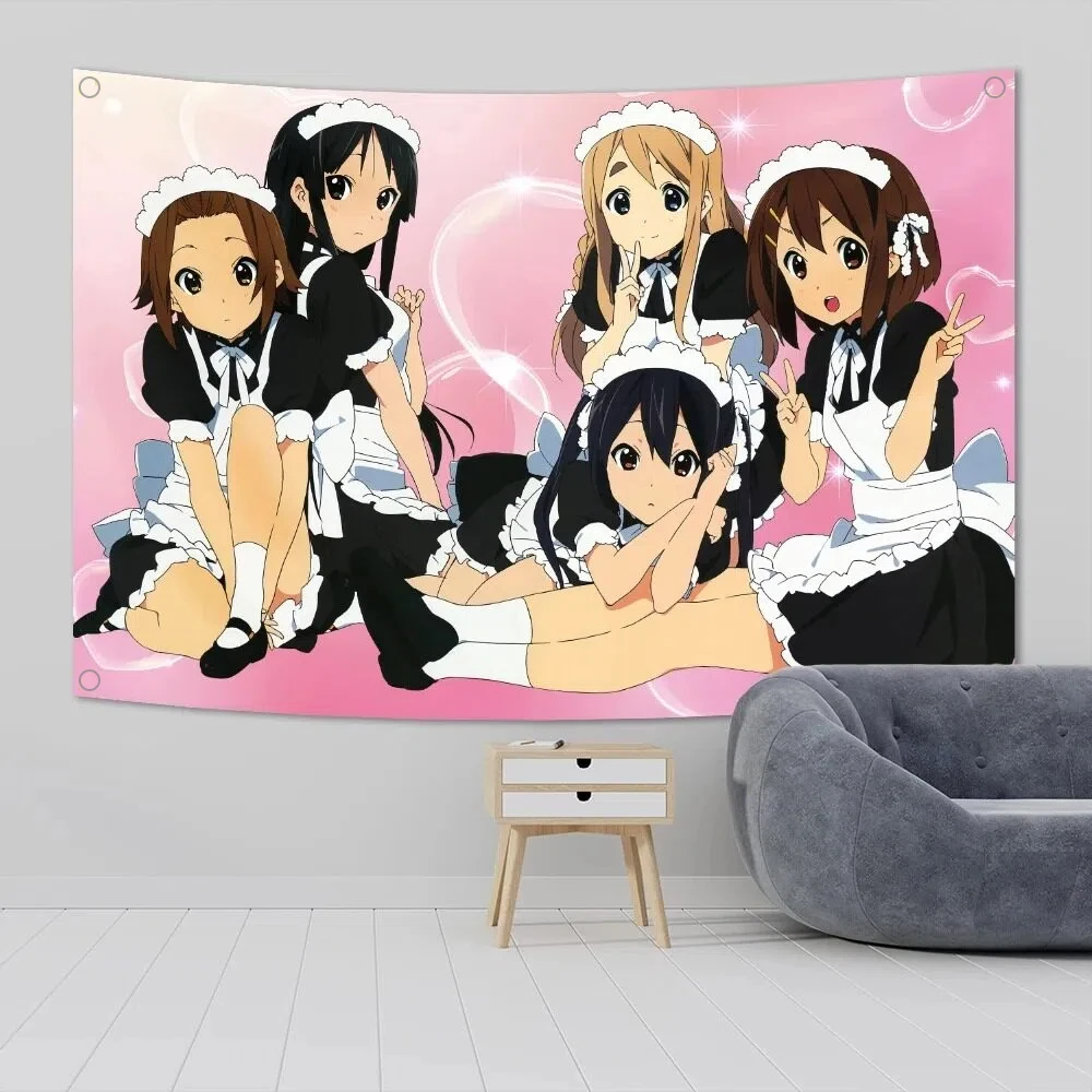 4 Ösen, rosa, Kawaii-Anime-Flagge, Mädchen-Wandteppich, Wandbehang für Wohnzimmer, Schlafzimmer, Raumdekoration, College-Wohnheim, Party-Banner