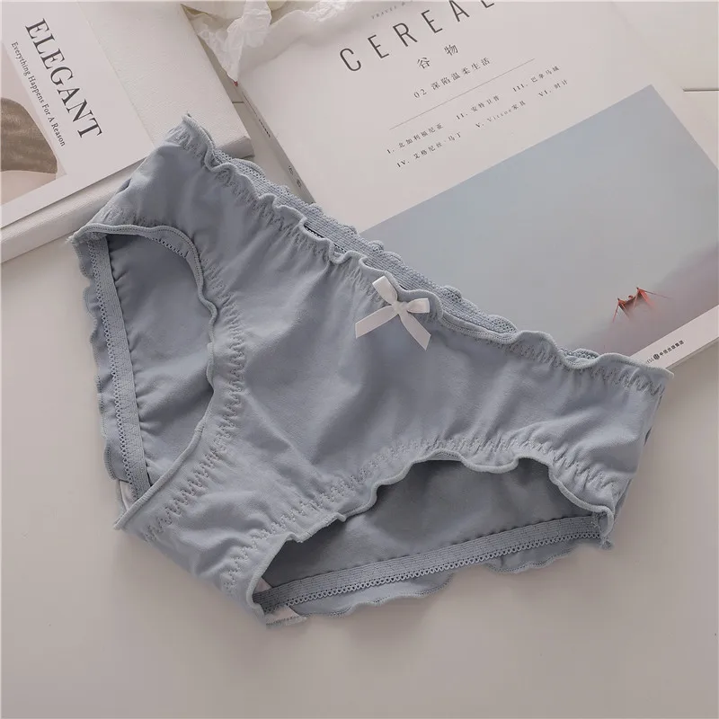 Panties Women Low Waist Wooden Ear Edge Cute Simple Japanese Girls Briefs Cotton Breathable Seamless Comfortable Underwear