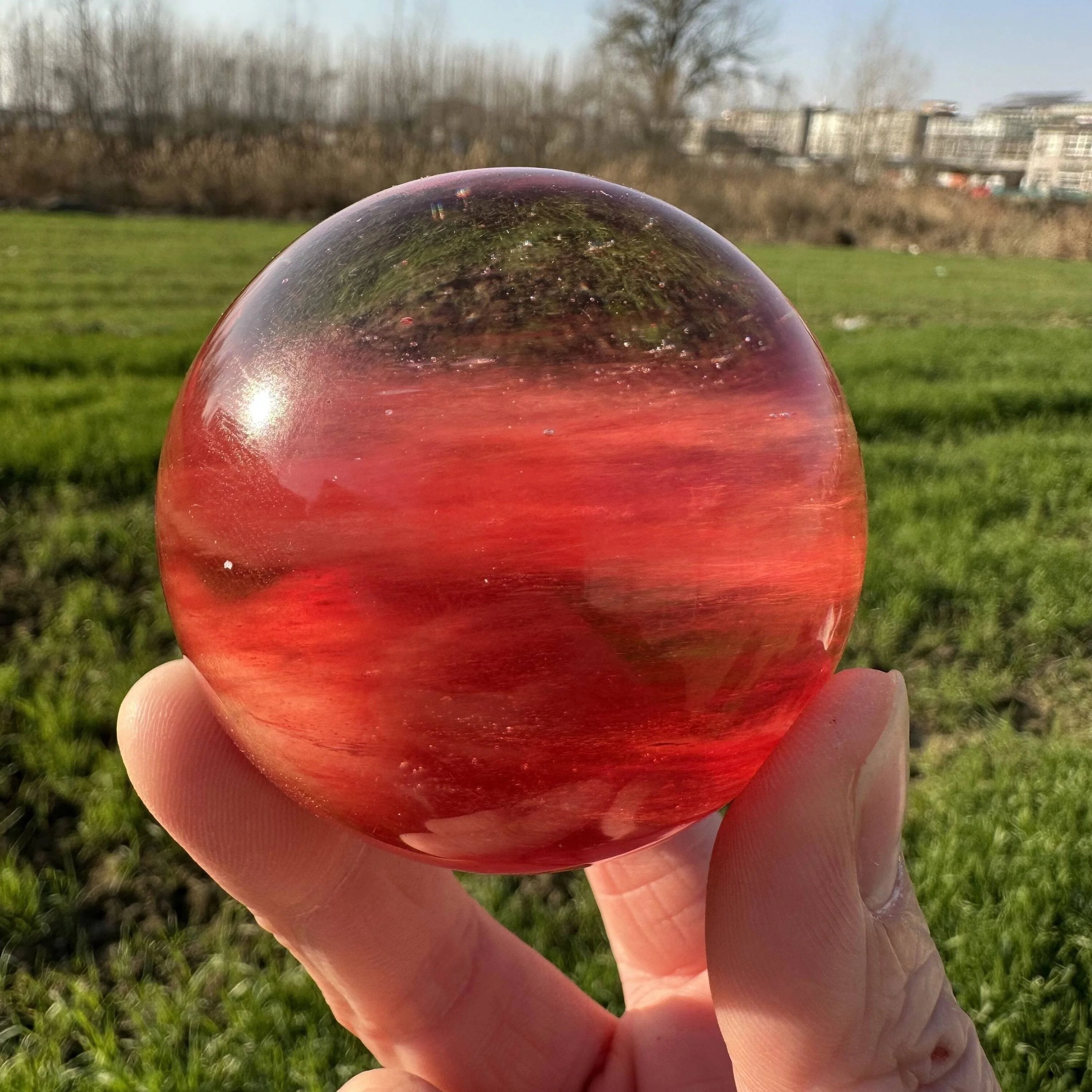 1 قطعة كرة صهر حمراء ، ديكور منزلي ، كرة عرافة ، كرة كريستال حمراء ، مدخل أثاث كرة نقل #4