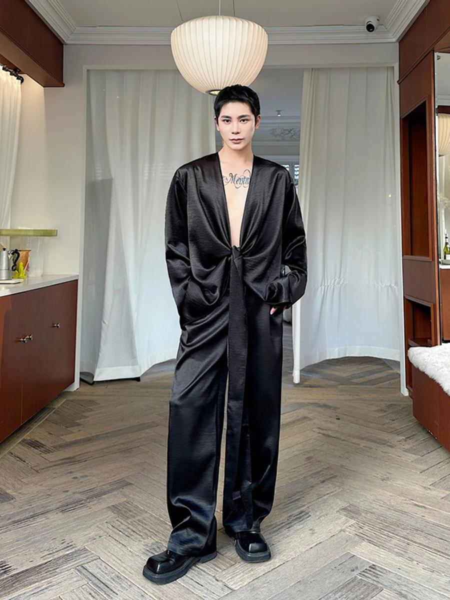 

Мужской комплект из рубашки с длинным рукавом и брюк: модный свободный крой, тай-дай, молодежный, весенний сезон, производство Китай