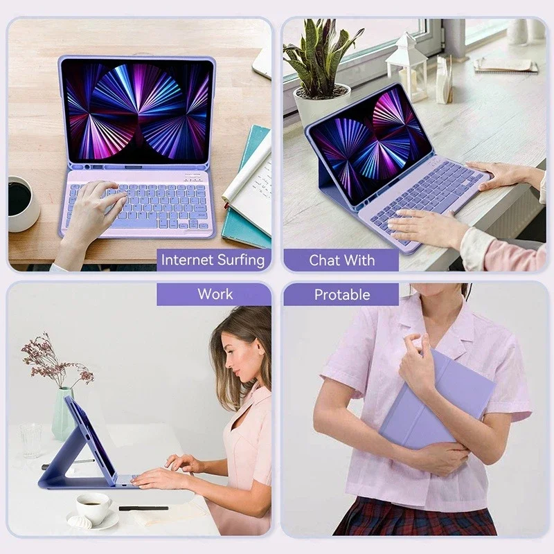 Keyboard Case For For iPad 11th Generation A16 2025 ,Detachable BT Keyboard Tablet Cover For iPad 10th Gen Leather Case Funda