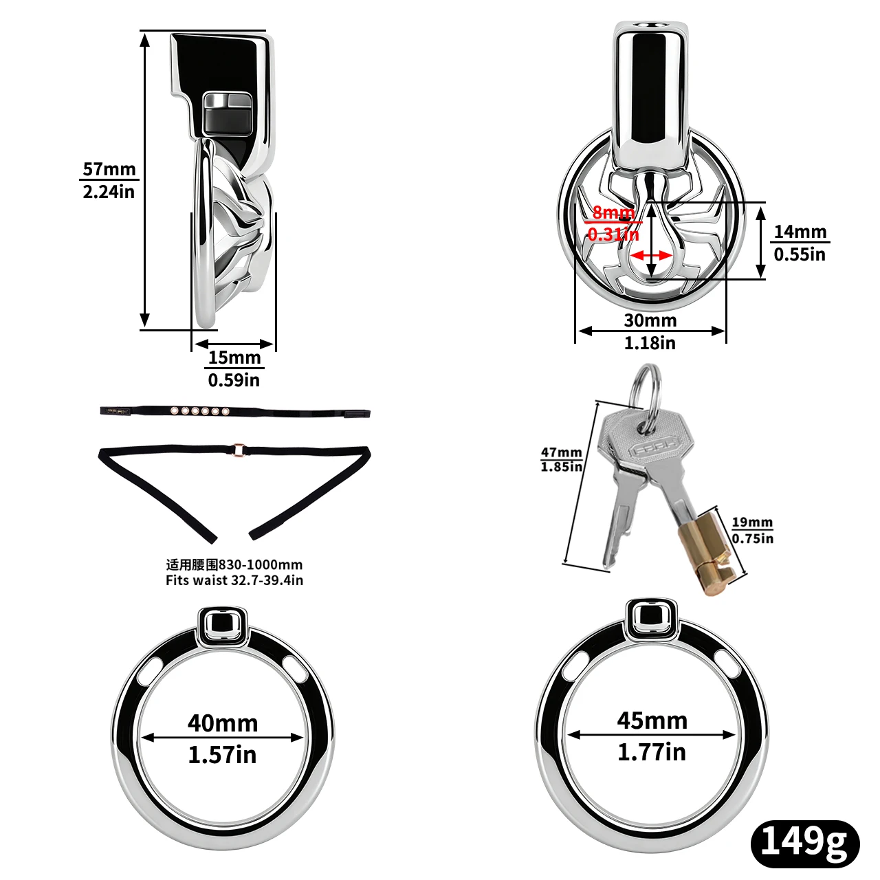 LEZEE Stainless Steel Male Chastity Cage Spider Hollow Out Chastity Lock Open Type Penis Lock Men BDSM Cock Cages BDSM Sex Toys - view 2