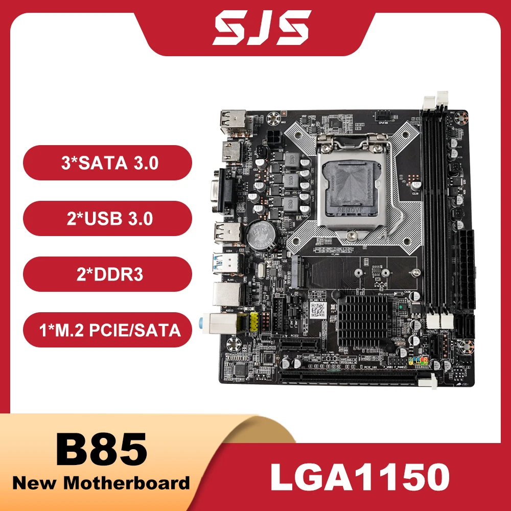 SJS B85 Motherboard LGA 1150 6/7/8/9 Core i3 i5 i7 E3 DDR3 1600MHz 16GB M.2 SATA USB3.0 VGA DP HDMI-Compatible Desktop placa mae