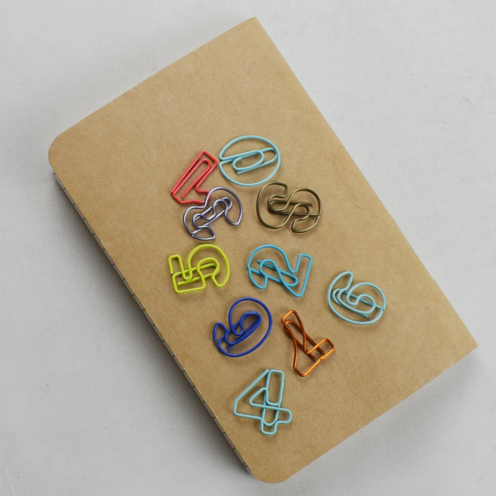 10pcs/Set Metal Digital Shape Paper Clips Kawaii Cute Bookmark Clip Stationery Office School Supplies