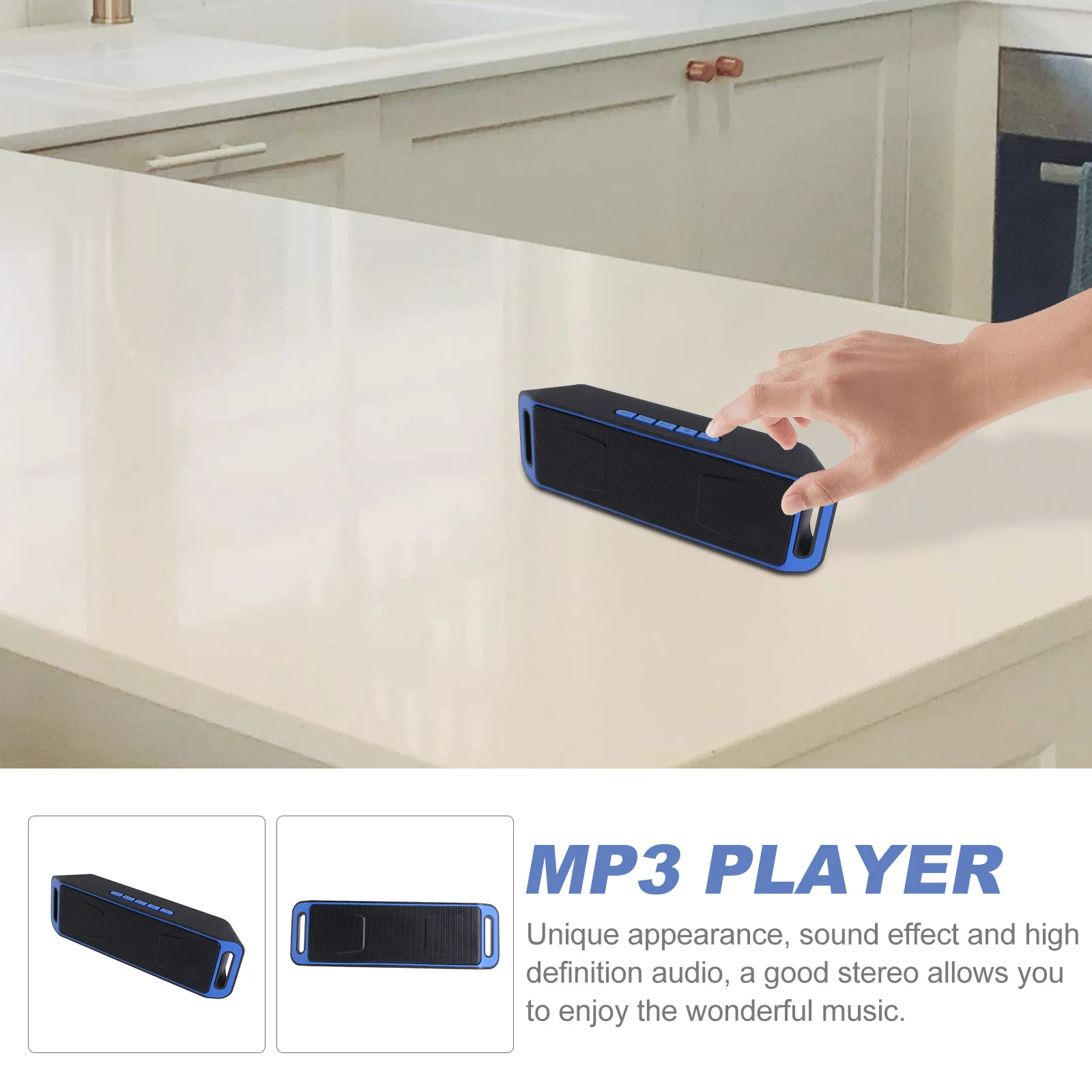 

Mini Speaker Portable Wireless Subwoofer Built-In Microphone Hd Audio Stereo Call Handsfree Usb Play (Blue)