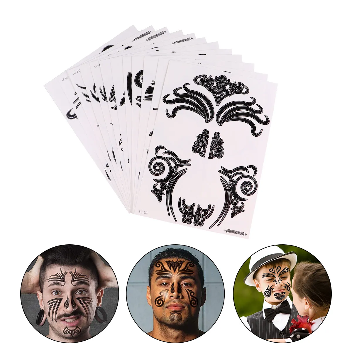

Tattoo Stickers Body Face Waterproof Hallowen Adult Retro Design Long Lasting Safe Skin Halloween Party Costume