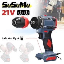 21V Electric Screwdriver Brushless 2 in 1 Electric Drill Impact Drill 55Nm Rechargeable 2-Speed Cordless Screw Driver Power Tool