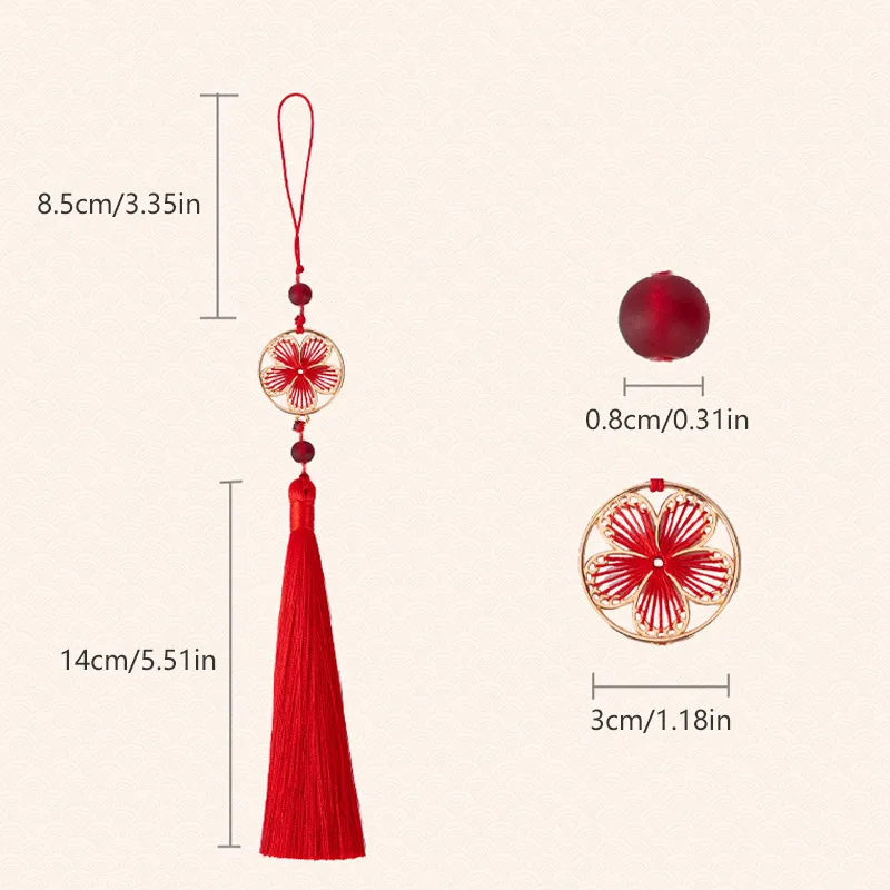 1PC Leaf Peach Blossom Tassel Spike Handmade Embroidered with Hanging Rope Tassels Pendant DIY Craft Accessories