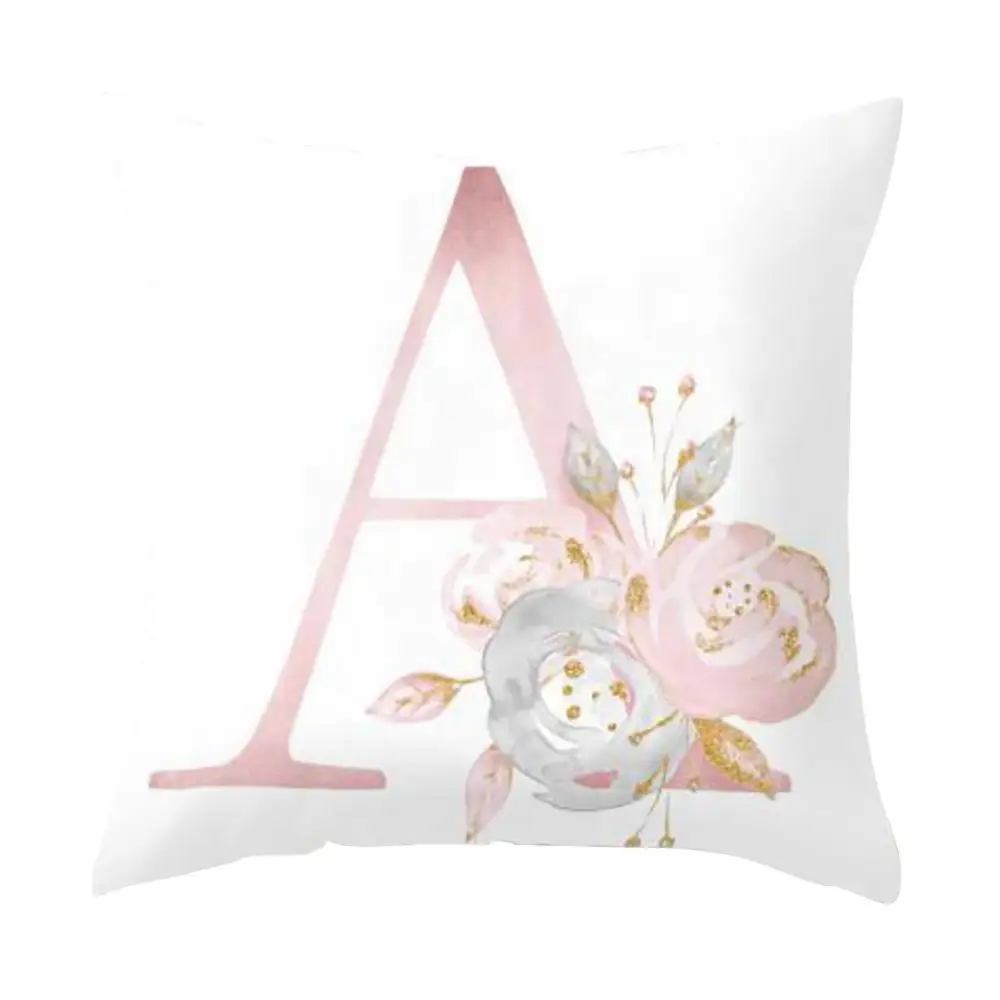 Floral Print Cushion Cover Pillow Case English Alphabet Waist Wedding Bed Decor