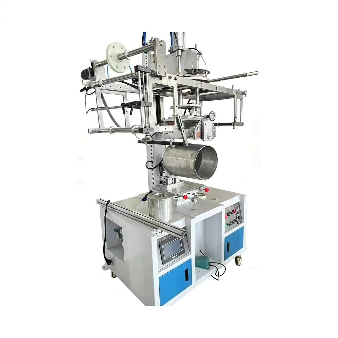 New High-quality Semi-automatic Thermal Transfer Machine for Round Paint Buckets, for Printing Labels on Plastic Buckets