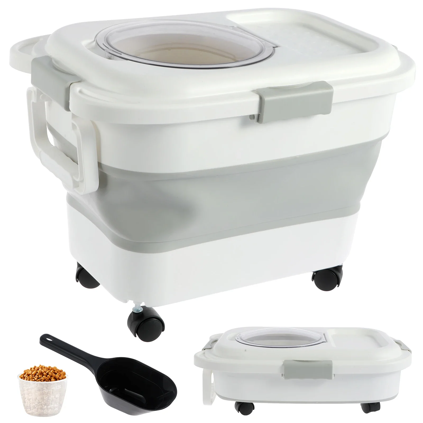 

Folding Pet Food Container Collapsible Cat Dog Food Storage Container Airtight Sealing Box kitchen Grain Storage Boxes Portable