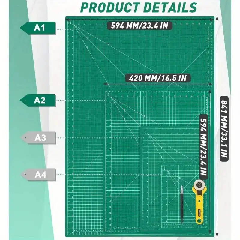 High-density upgrade 24" X 36" large self-healing sewing pad,  size 24" X 36", A1, A2, green