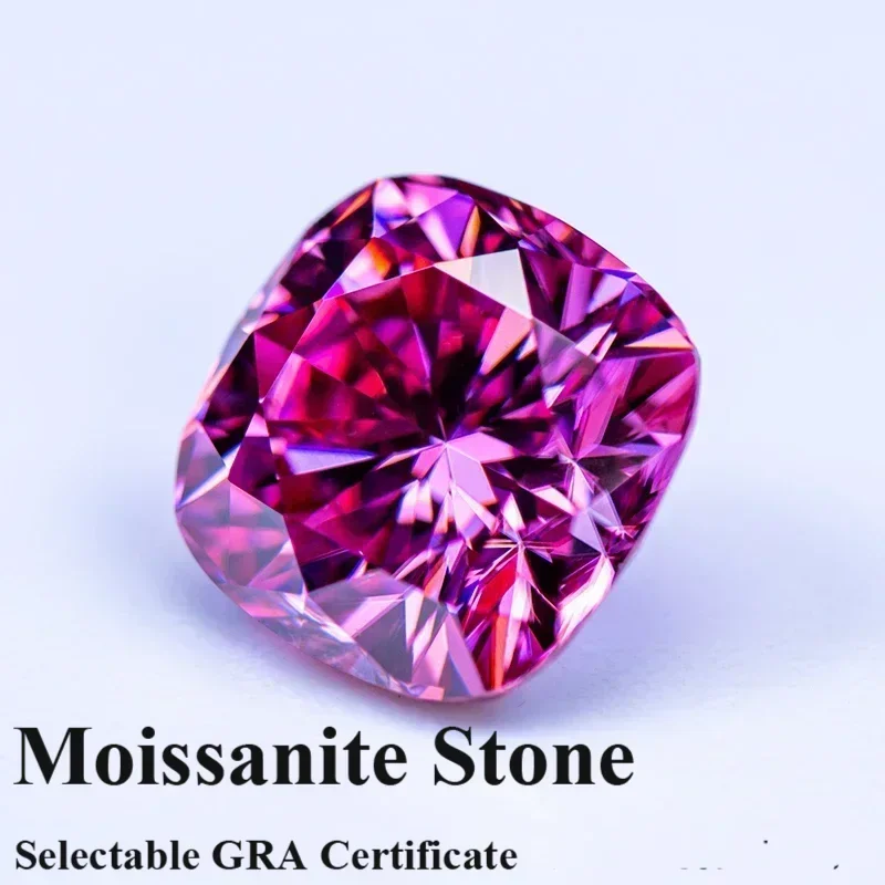 

Moissanite Stone Pink Color Cushion Cut Lab Grow Diamond Woman DIY Necklace Earrings Main Materials with Certifi