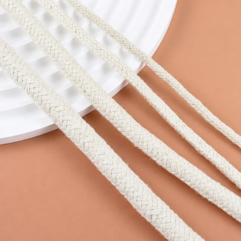 

10/20M 4-10mm Beige 16 Shares Twisted Cotton Cord for Sewing Bags Handle Thread Rope Home Textile Macrame Cords DIY Accessories