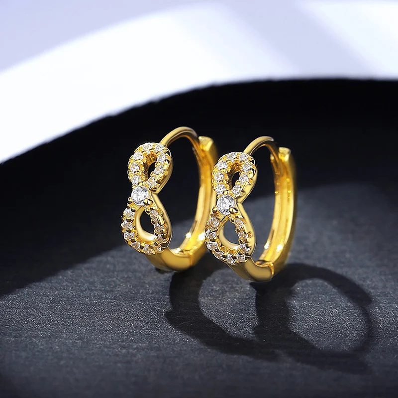 Women's Fashion Classic Hoop Earrings Shiny Micro Crystal Zirconia Skeleton Copper Circle Female Charm Ear Piercing Jewelry Gift
