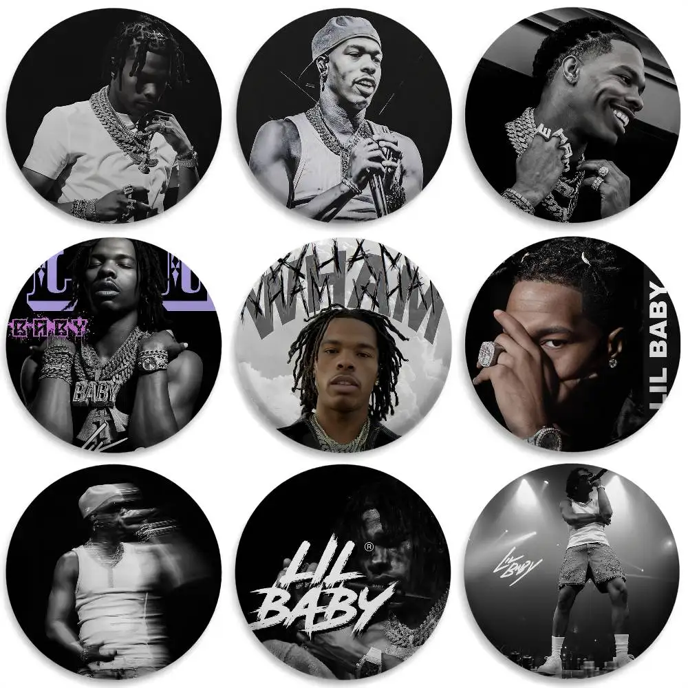 

Lil B-Baby Rapper Singer Badges Round Exquisite Badge Brooches Creative Pins For Clothes Hat Backpack Gift Accessories