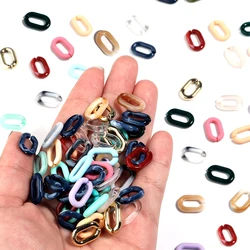 30pcs/lot Acrylic Link Chain Clasp Colorful 9x15mm Open Buckle Beads Connector For DIY Jewelry Making Necklace Bracelet