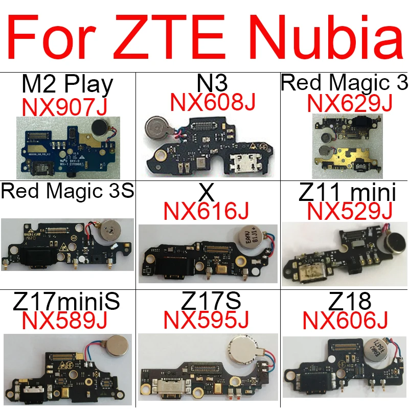 USB Charging Charger Board with Vibrator For ZTE Nubia M2 Play N3 Red Magic 3 3S X Z11 mini Z17 miniS Z17S Z18 Replacement Parts