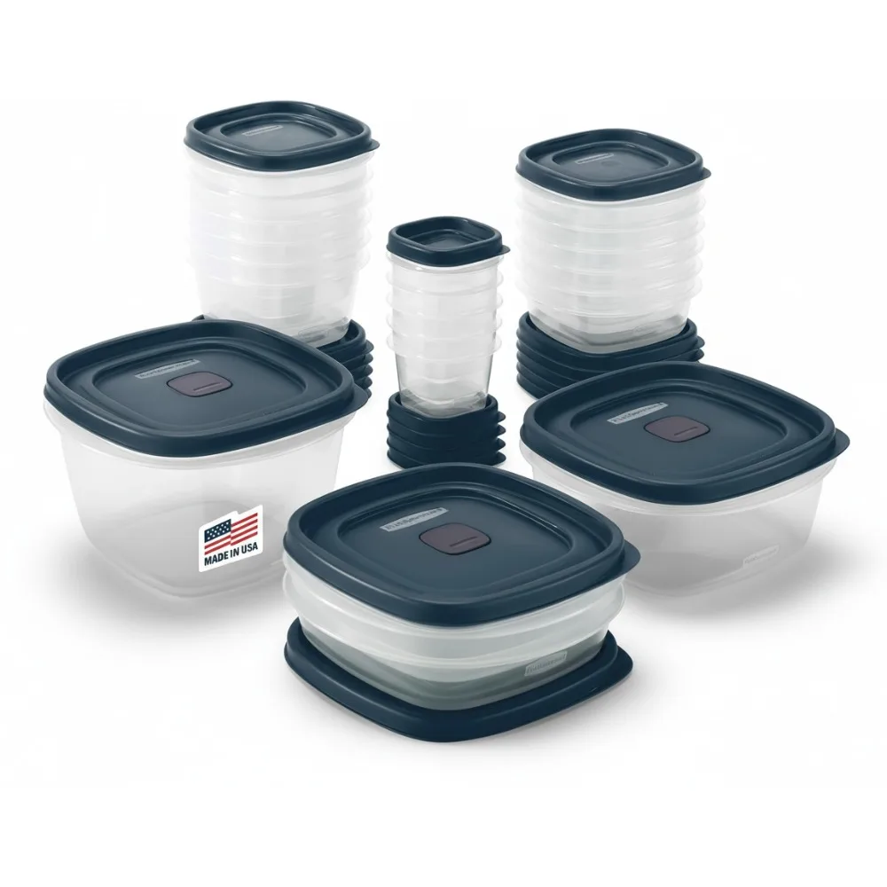 

Набор штабелируемых контейнеров для хранения продуктов питания из 42 предметов, можно мыть в микроволновой печи и в посудомоечной машине, синий кухонный органайзер для приготовления еды