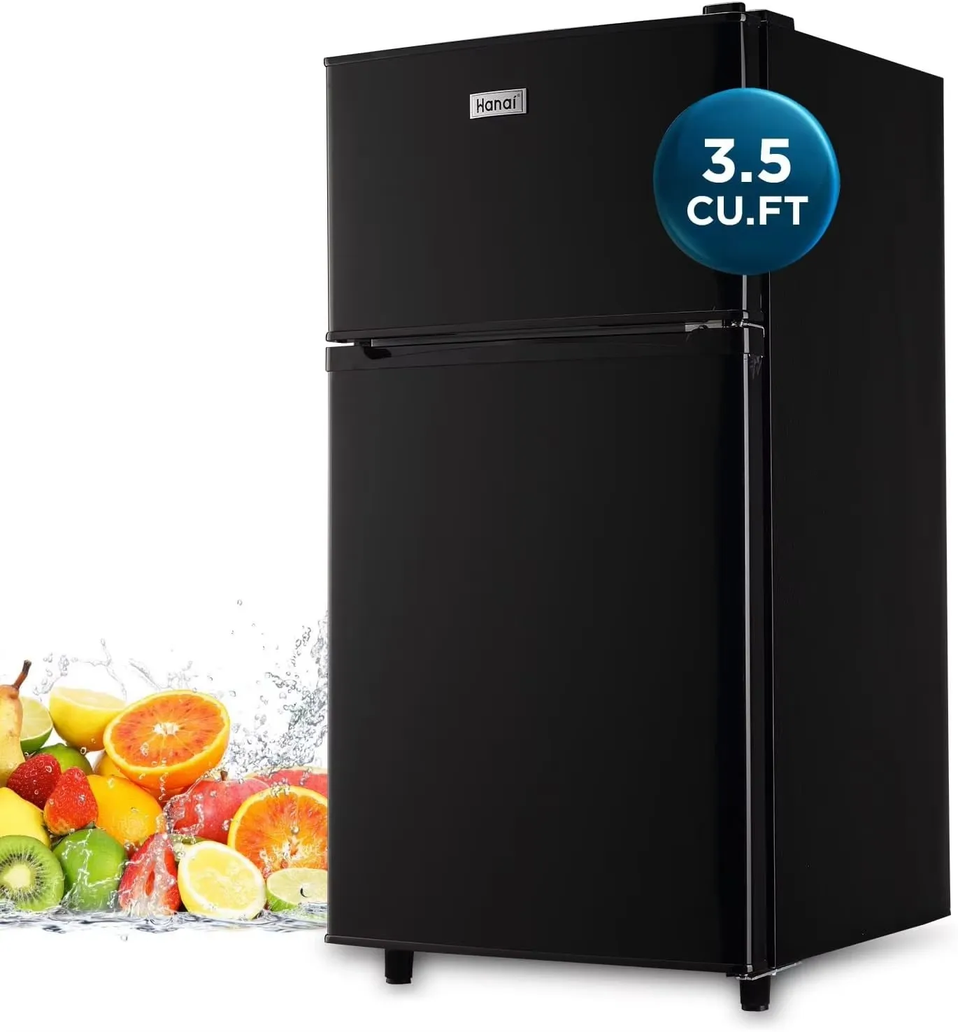 Compact Refrigerator 3.5 Cu.ft Dual Door Mini Fridge, Small Refrigerator with 7 TEMP Modes, Energy Saving, Low Noise for Bedroom