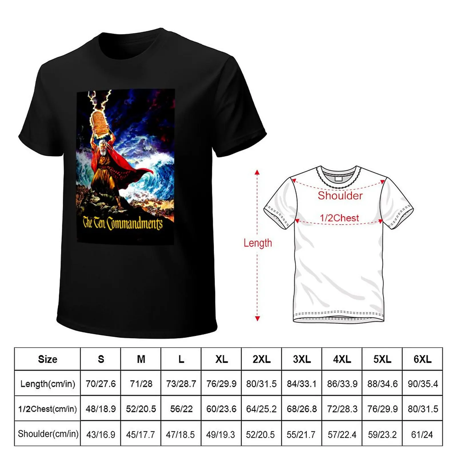 1950s Epic Movie Film The Ten Commandments Film Fan Art Gift Memorabilia Essential T-Shirt Functional Casual Short Sleeve Tee