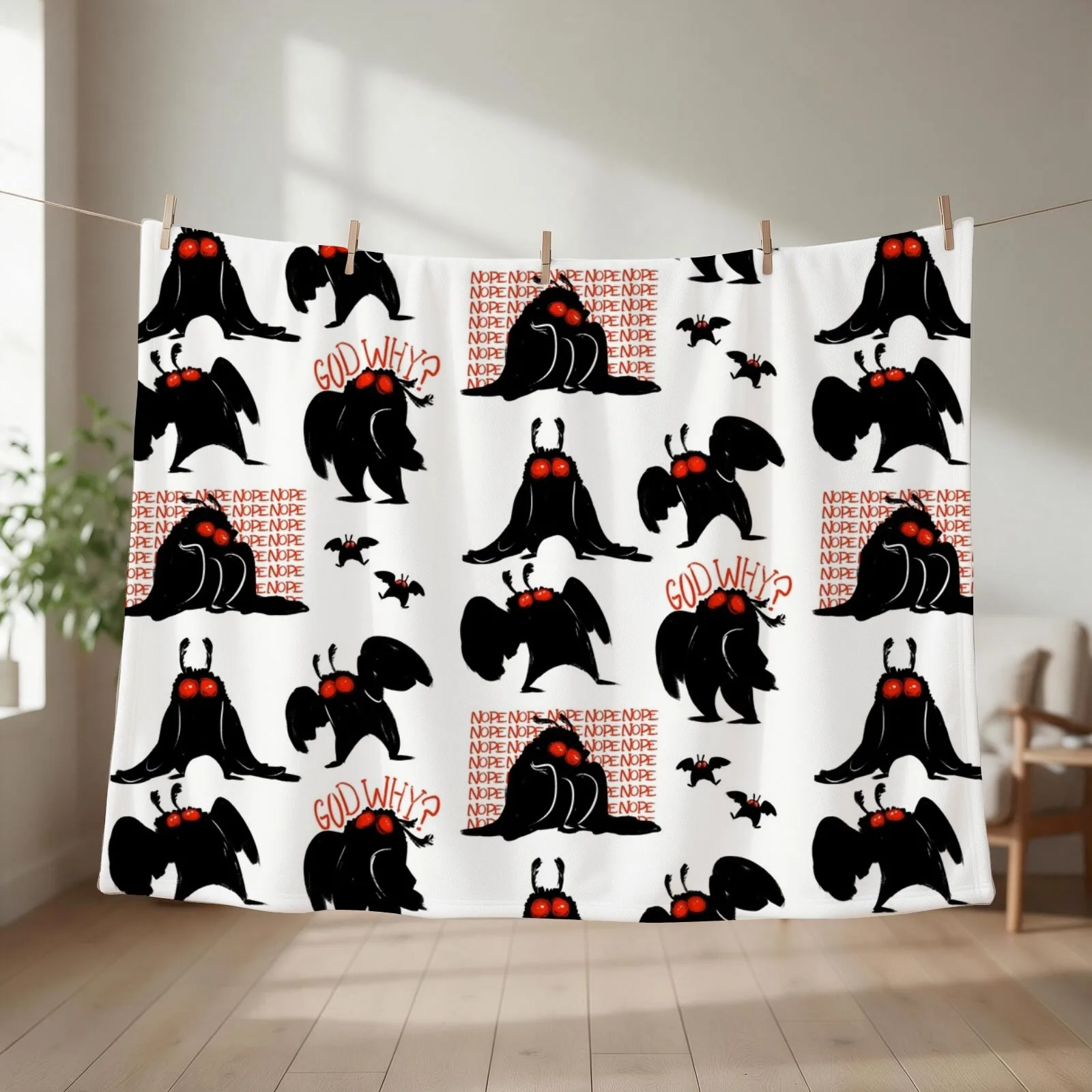 And It's Mothman! Throw Blanket couch cozy soft plush fuzzy picnic outdoor blanket