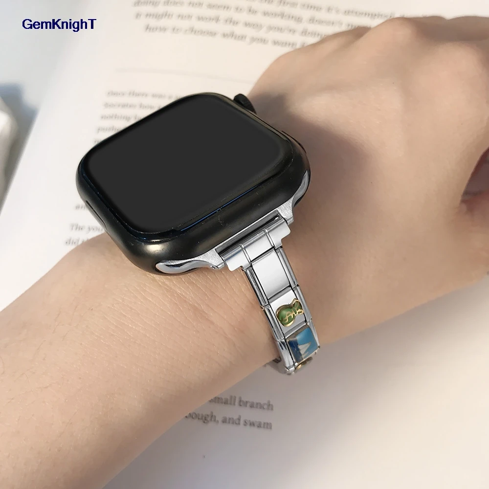 Charm-Perlenkette, 14 mm, Armband-Stecker-Adapter, passend für 42/43/44/45/46 mm Smartwatch, italienisches DIY-Edelstahl-Schmuckzubehör – Detail 2