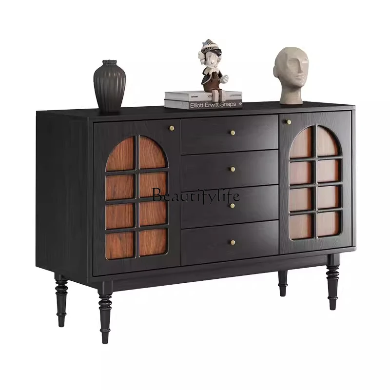

Medieval style mix and match color artistic sense living room dining side cabinet retro solid wood French retro decorative