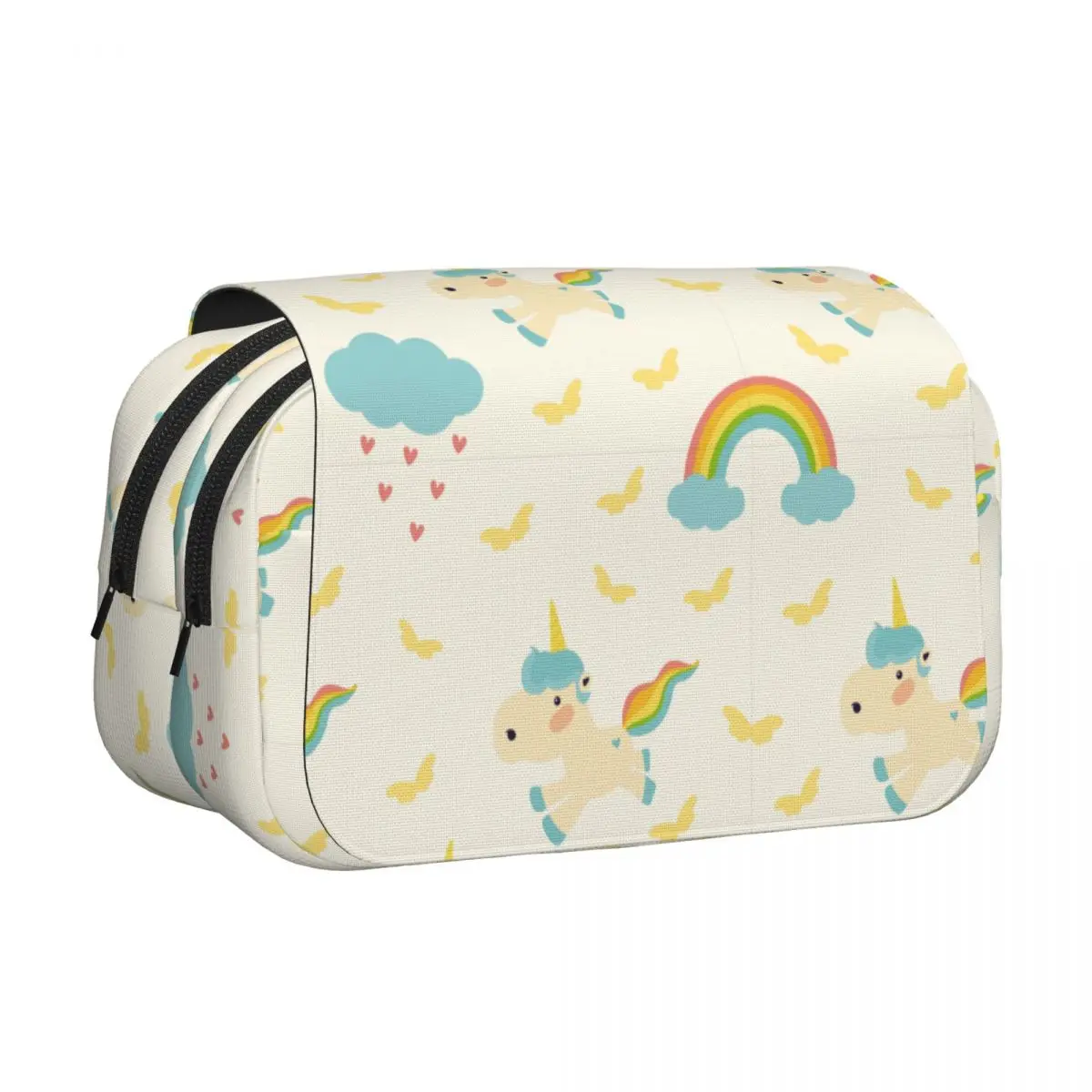 Cartoon Cute Unicorn Double Clamshell Pen Case Pencil Pouch Pen Box for Student Bag School Supplies Zipper Stationery