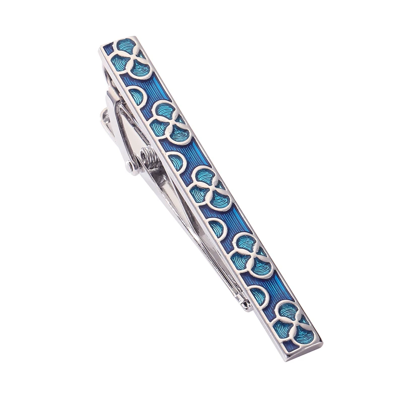 High quality clover tie clip brand new and fashionable men's wedding tie brass material design blue pin