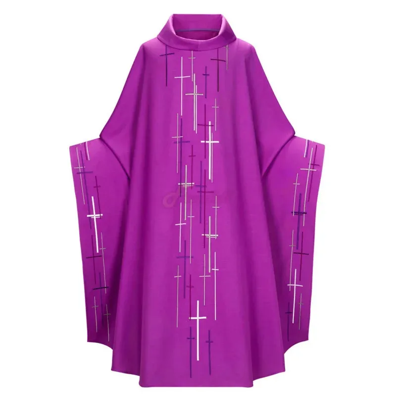 Doces 2025men feminino medieval retro sacerdote monge vestido longo cosplay traje cruz impressão muçulmano missionário capa capa parte de halloween