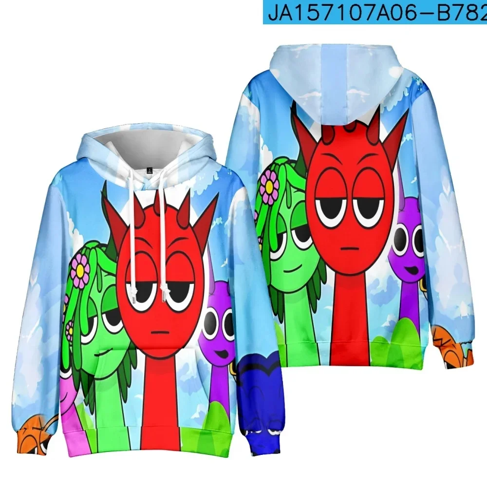 3D Sprunki Hoodie incredibox Wenda Pinki Sweatshirt Funny Cartoon Game Figure Graphic Raddy plush Clothes Costume For Kids