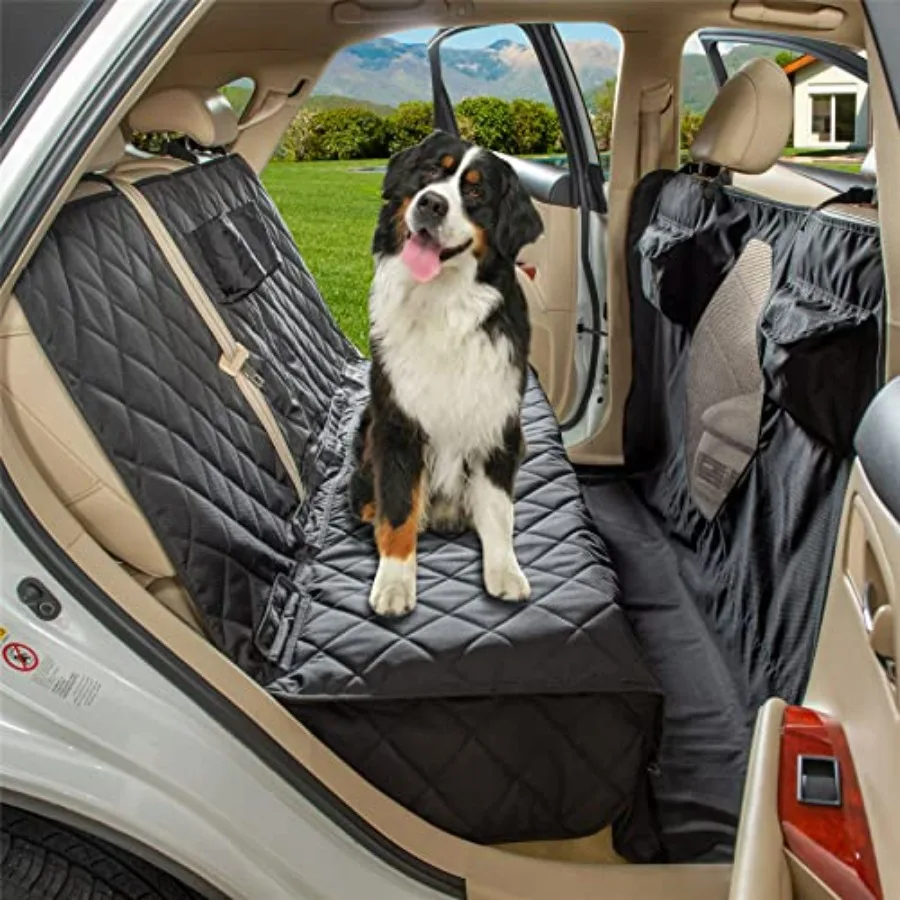 

Car Seat Cover for Dogs - All Covered Back Bench with Mesh Window - Hammock Combo - Detachable - Fits Most Vehicles - Black X-L
