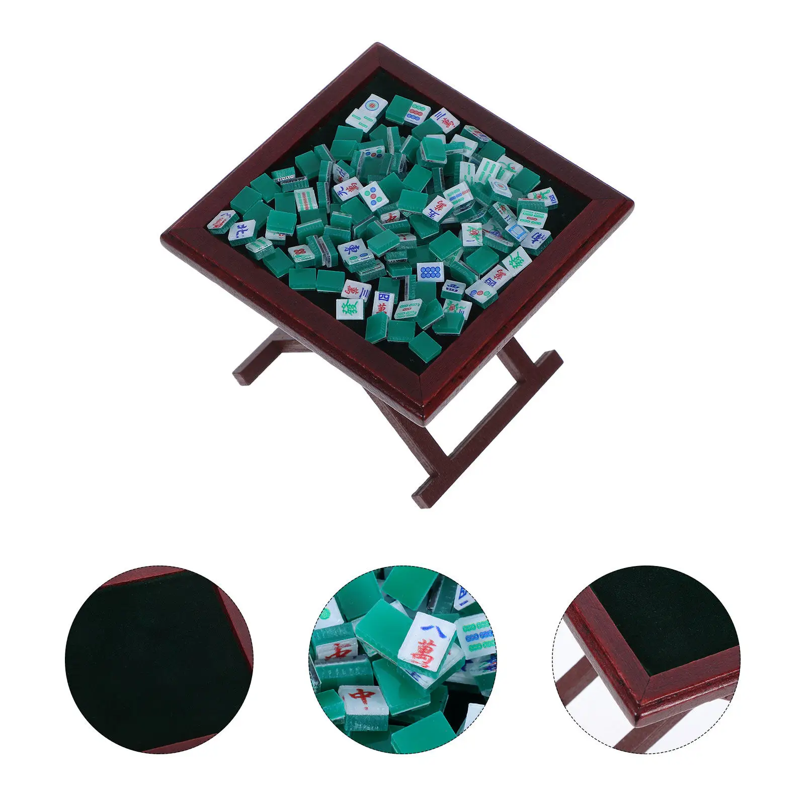 

Miniature Dollhouse Mahjong Table Realistic Simulation Furniture Photography Props Dollhouse Accessories Small Decorative Set