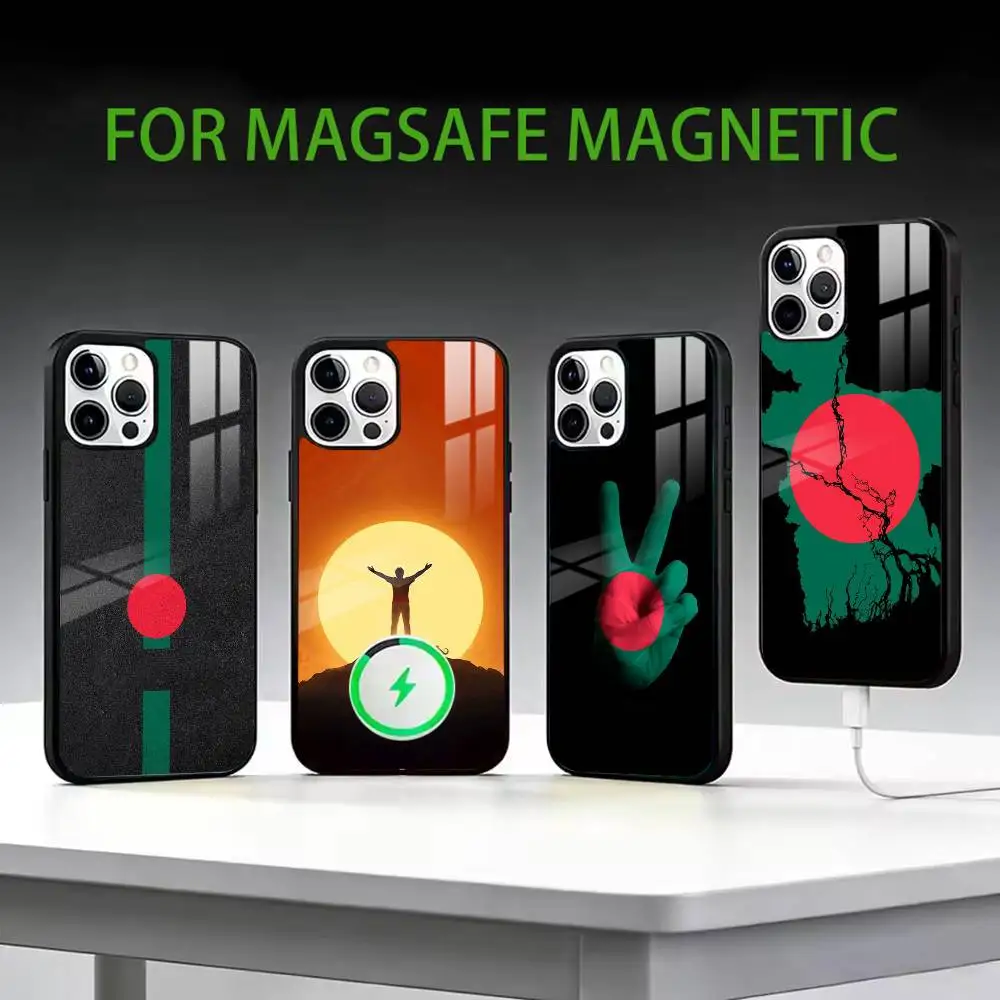 

Чехол для телефона с флагом Бангладеш для iPhone 17, 16, 15, 14, 13, 12, 11 Plus, Pro Max, магнитный, для беспроводной зарядки Magsafe
