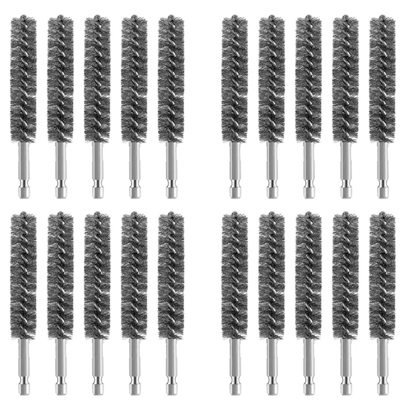 4X Stainless Steel Bore Brush Wire Brush For Power Drill Cleaning Wire Brush Stainless Steel Brush With Hex Shank Handle