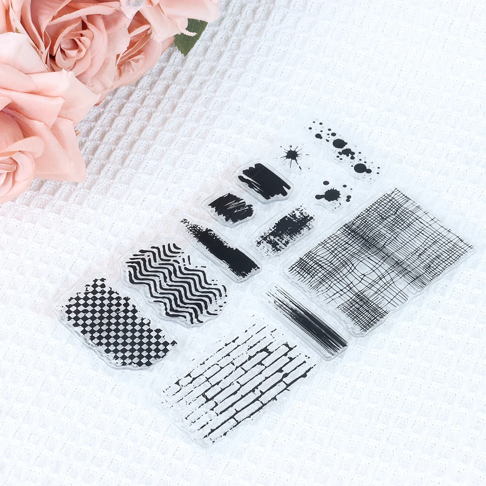 Texture Theme Silicone Clear Stamps for Scrapbooking Decoration Journal Collage Brick Pattern Brushwork Transparent Rubber Stamp