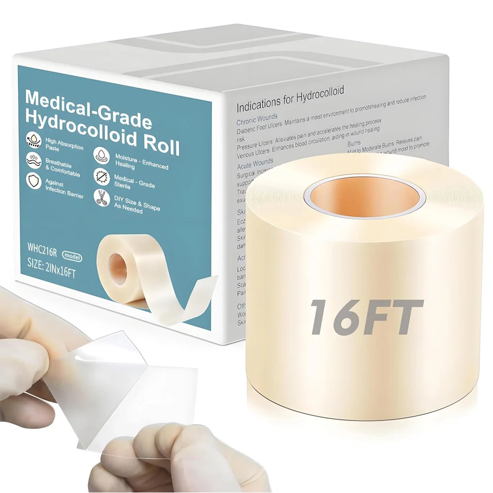 16.4ft Hydrocolloid Roll Hydrocolloid Patch Bandages With Self-Adhesive Bed Sore Bandage High Absorbent For Burn Body Wound Care