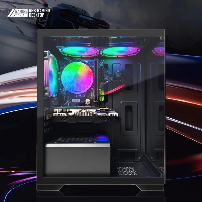 Gaming PC Desktop,RX 580 16G GDDR5, Core i7 up to 3.9G, 16G RAM, 512G SSD, 600M WiFi, BT 5.0, RGB Fan x3, RGB BT Sound Bar - view 4