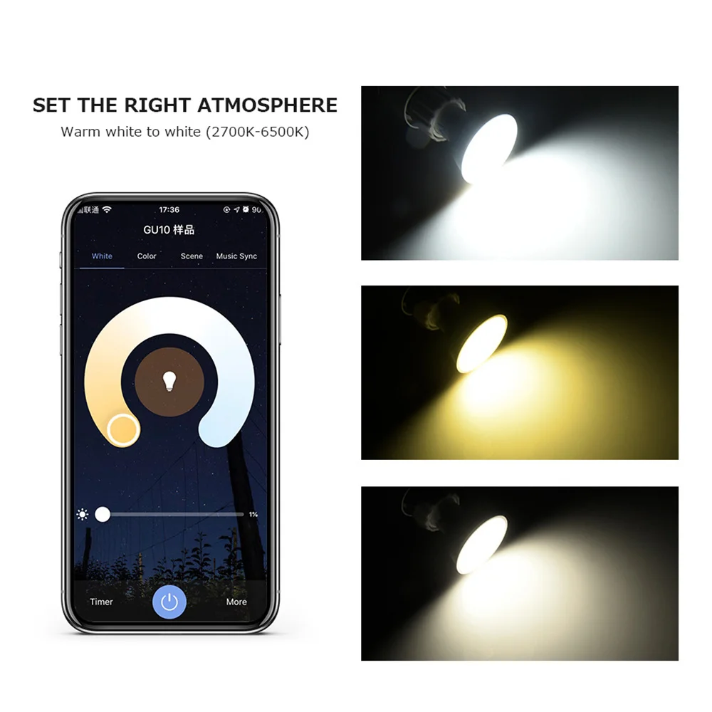 Лампочка GU10 светильник 2,4 ГГц Wi-Fi управление через приложение RGBCW светодиодный Alexa-совместимая с 5/7/9 Вт 110/220 В