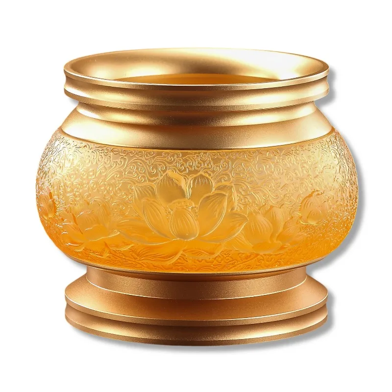 Luxury crystal incense burner, retro religious style, modern home yoga decoration, aluminum alloy base