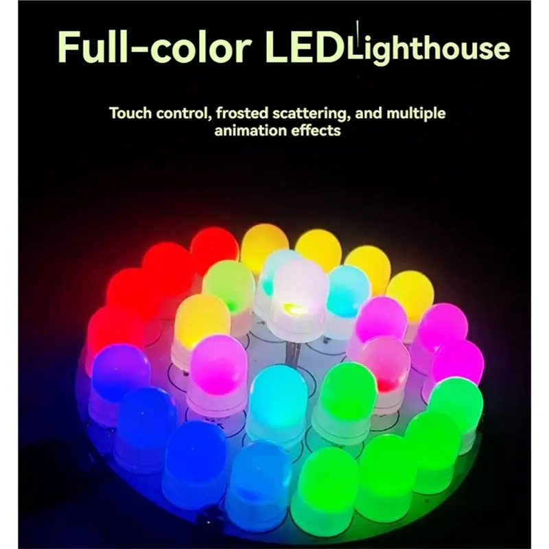 Hot Selling-Touch Control Full-Color LED Lighthouse Kit C51 Microcontroller Based DIY Electronic Soldering Project,Touch Control