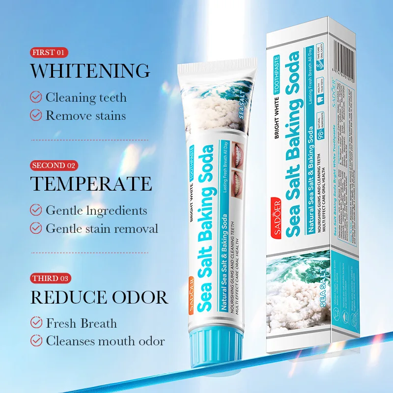 Sea Salt Baking Soda Whitening Toothpaste Cleans Tartar and Fixes Teeth Toothpaste Removal Bad Breath Preventing Periodontitis