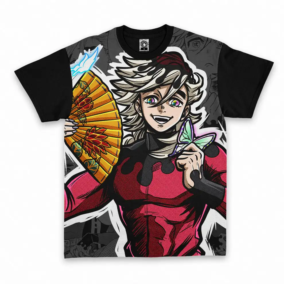 Demon Slayer Doma T-shirt Men Anime Full Print Tee Unisex Casual Streetwear Short Sleeve Top Manga Fans Gift