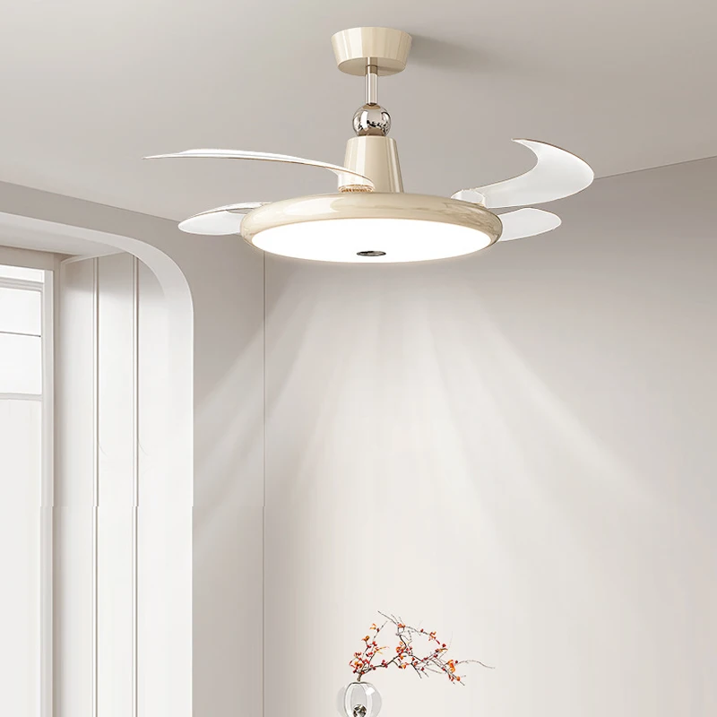 

Bedroom Fan Light New walnut grain vintage cream wind quiet comfort Dining Room Ceiling Fan light Eye protection dining room lig