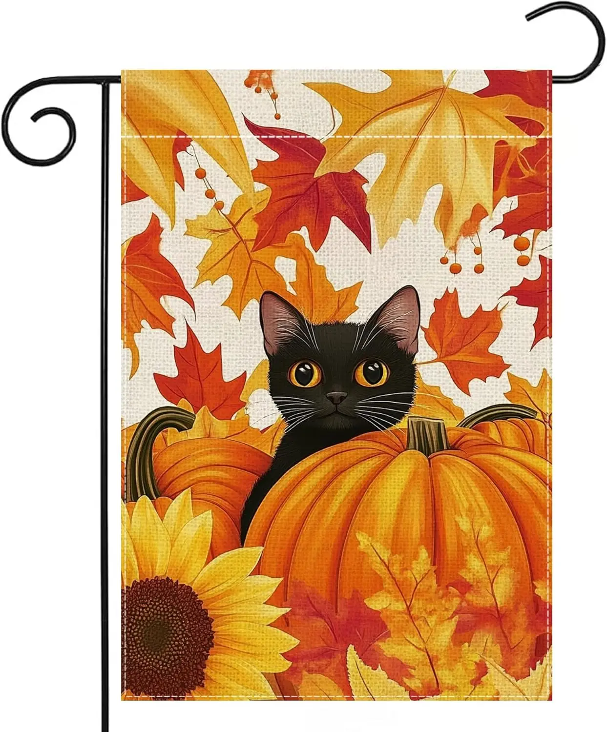 Fall Cat Pumpkin Garden Flag 12x18 Inch Double Sided Thanksgiving Maple Leaves Sunflower Yard Outdoor Flag House Holiday Out EEZ